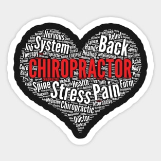 Chiropractor Heart Shape Word Cloud Design Chiropractic product Sticker